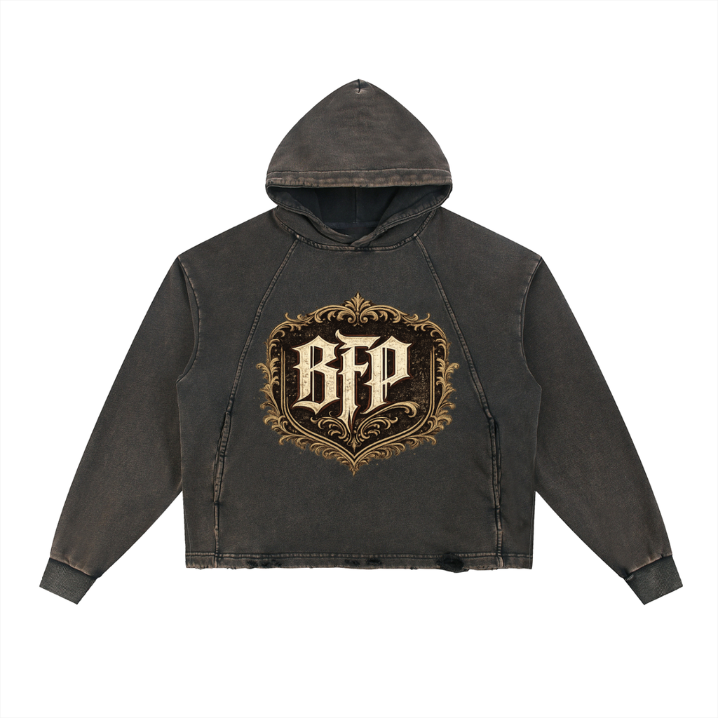 Vintage Washed Frayed-Hem Hoodie