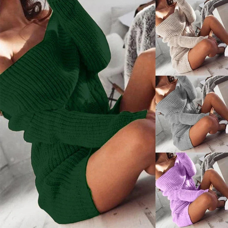 Lounger Knit Long Sleeve Sweater Dress