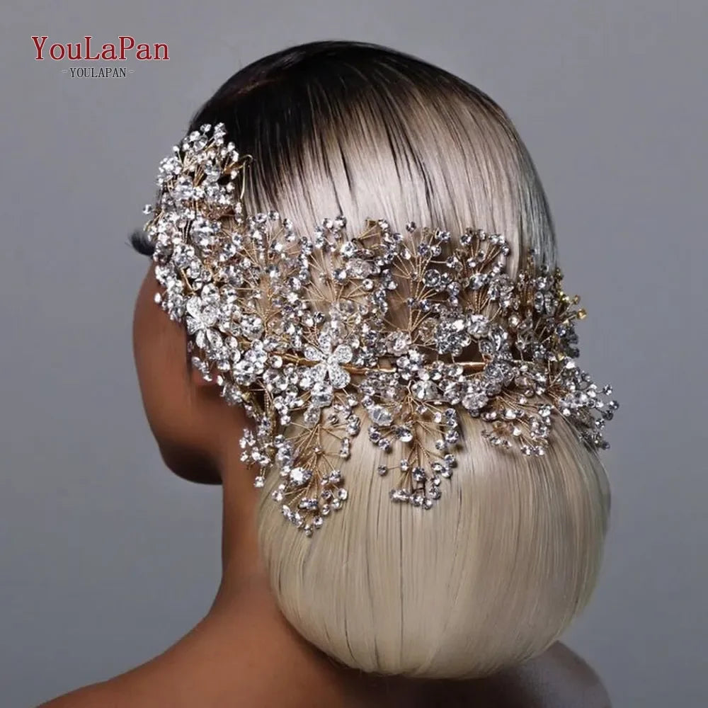 TOPQUEEN Wedding Headband Hair Jewelry Luxury Bride Headdress Hair Accessories Rhinestone Wedding Head Piece Woman Tiara HP240