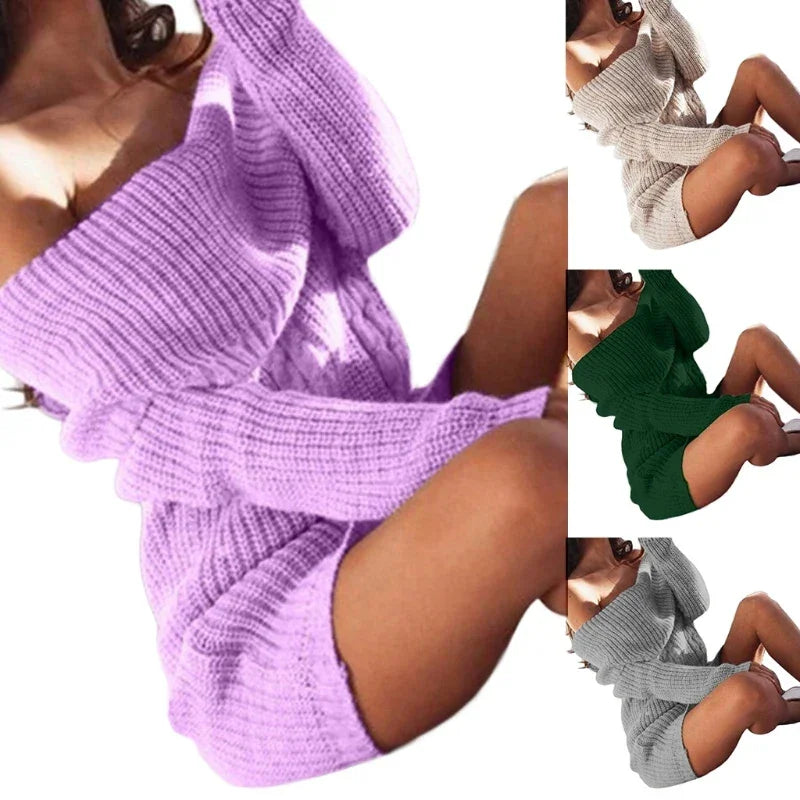 Lounger Knit Long Sleeve Sweater Dress