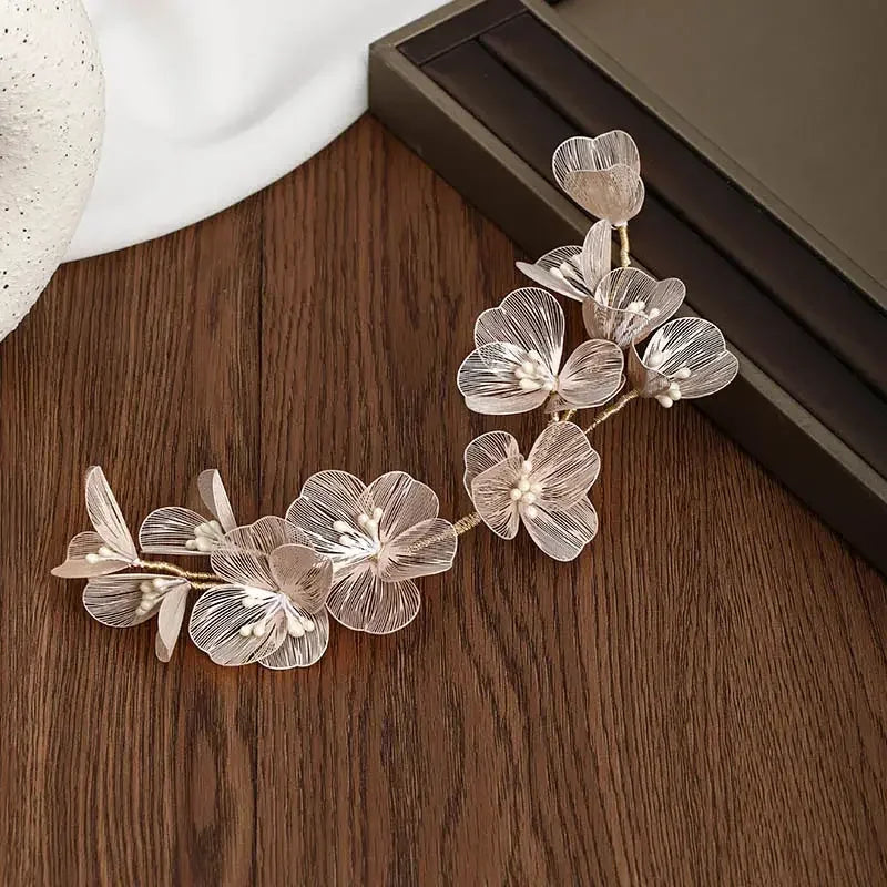 Flower Hairband Bridal Hair Jewelry Pearl Crystal Headband Elegant Birthday Party Tiara Crown Wedding Hair Accessories For Women