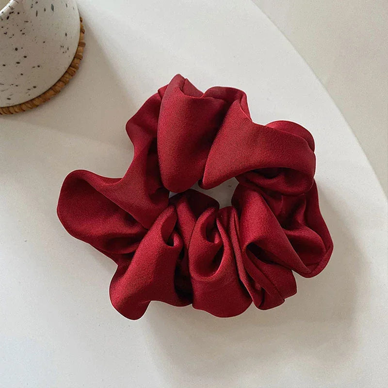 Women Silk Scrunchie Elastic Handmade Multicolor Hair Band Ponytail Holder Headband Hair Accessories 1PC Satin Silk Solid Color