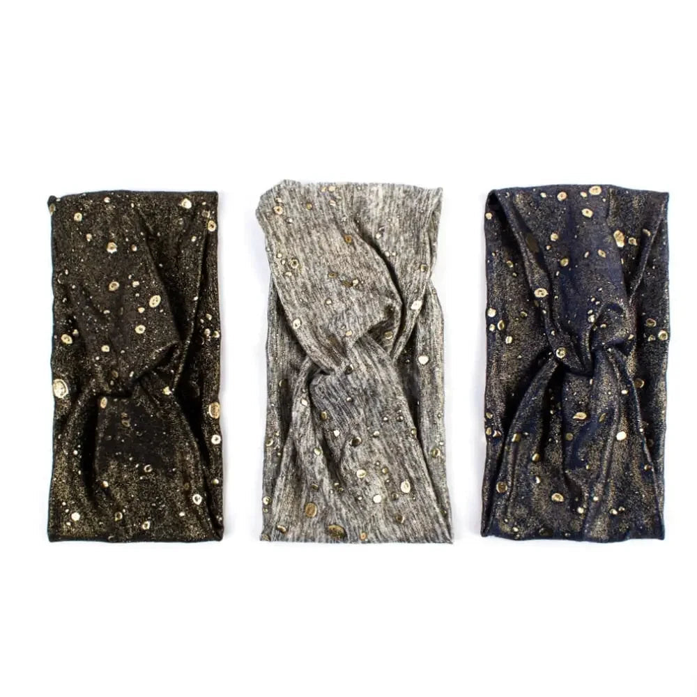 Metallic Color Wide Elastic Headbands