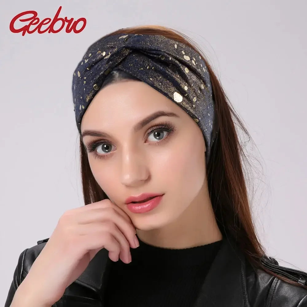 Metallic Color Wide Elastic Headbands