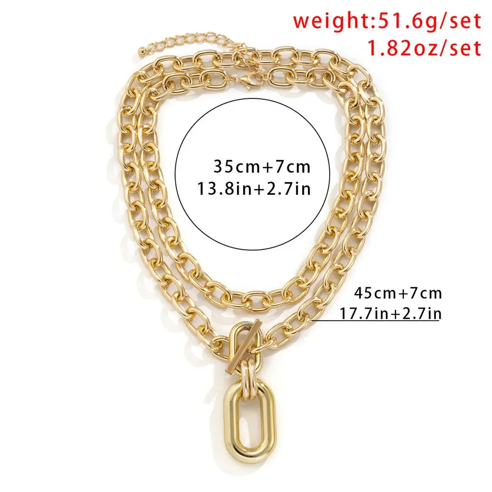 Exaggerated CCB Big Choker Necklace for Women Girl Hiphop Chunky Chain OT Buckle Necklace on the Neck Party Jewelry Gift 2022