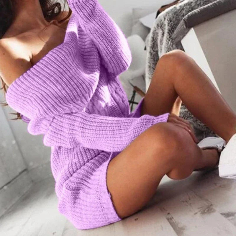 Lounger Knit Long Sleeve Sweater Dress