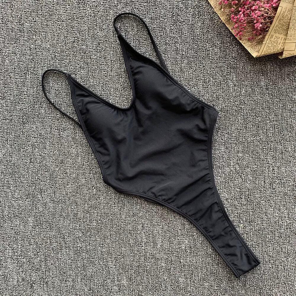 Fluorescent One-Piece Thong Swimsuit