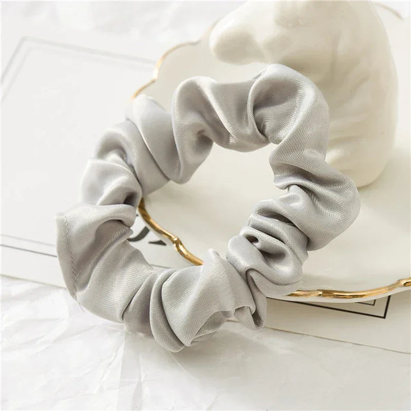 Silk Satin Scrunchies Headband Large Elastic Rubber Hair Band Women Gilr Ponytail Holder Hair Ties Accessories Satin Hair Rope