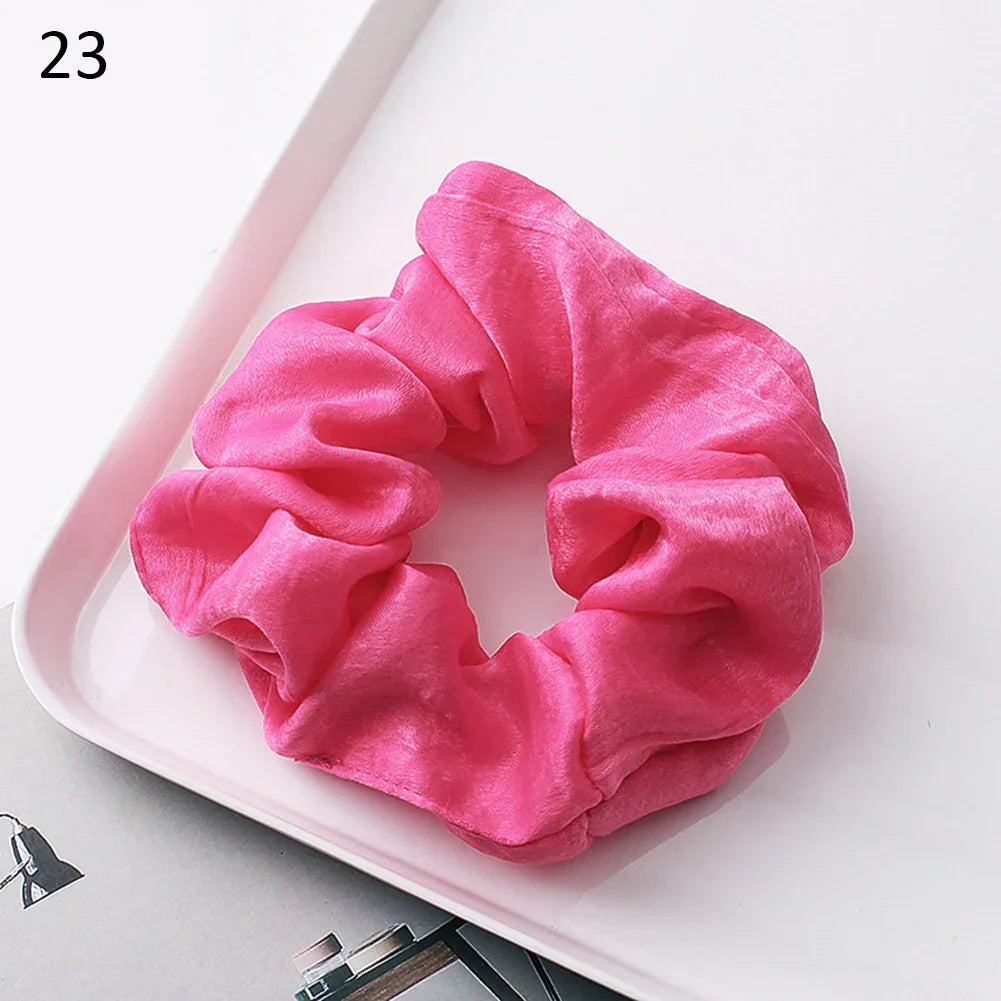 Silk Satin Scrunchies Headband Large Elastic Rubber Hair Band Women Gilr Ponytail Holder Hair Ties Accessories Satin Hair Rope