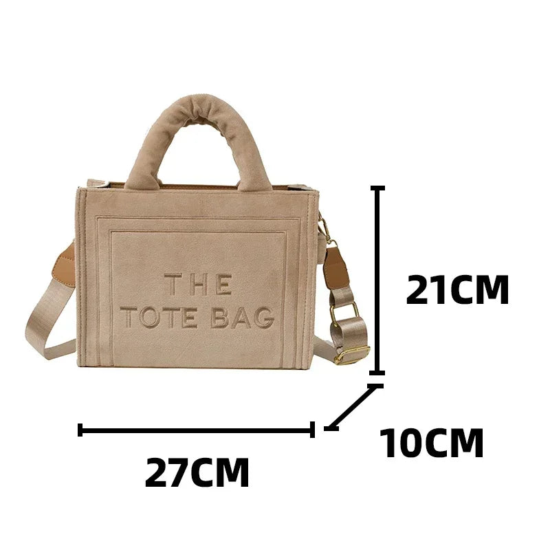 Female Square Tote Crossbody Bag Aesthetic Velour Elegant Letter Print Ladies Shoulder Bags Top Handle Women's Charisma Handbags