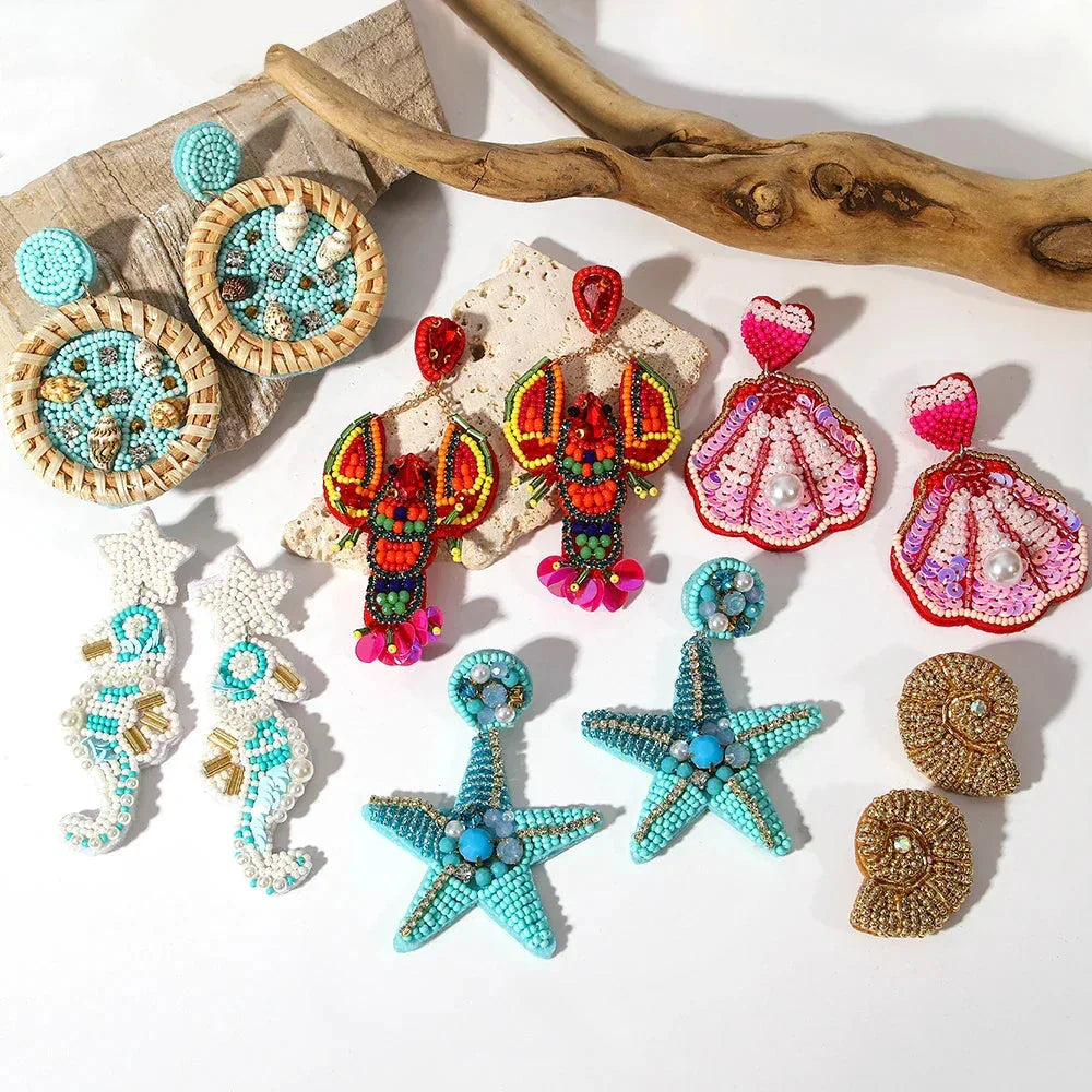 Handmade Beaded Drop Earrings