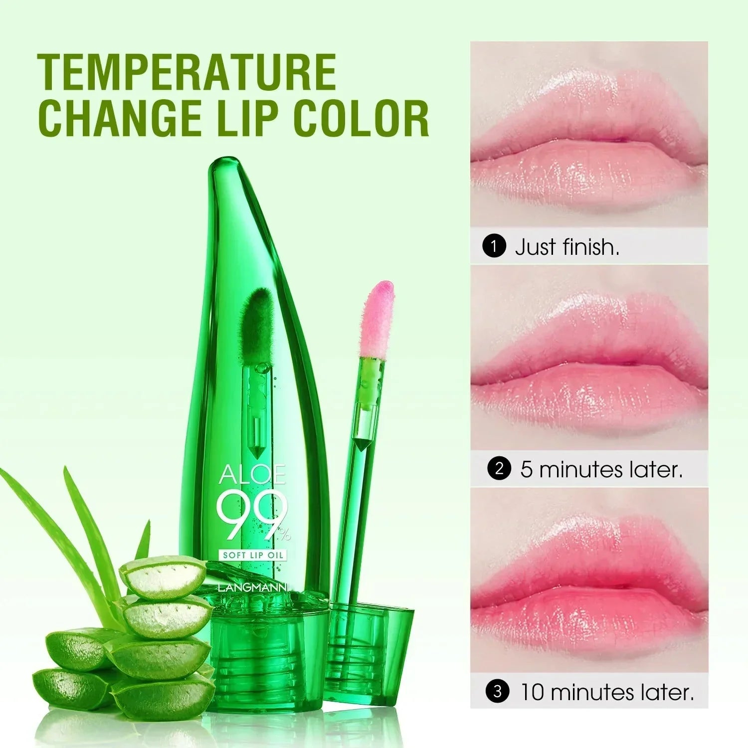 Natural Aloe Lipstick Lip Tint Long Lasting Waterproof Moisturizing Nourish Color Lip Gloss Changeable Color Lip Oil Lip Balm