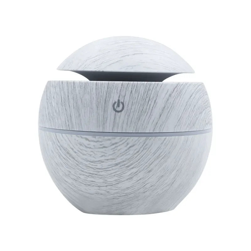 USB Aromatherapy Cool Mist Maker Dorm Room Essentials Wooden Grain Humidifier Colorful Night Light Diffuser