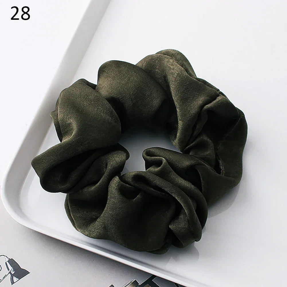 Silk Satin Scrunchies Headband Large Elastic Rubber Hair Band Women Gilr Ponytail Holder Hair Ties Accessories Satin Hair Rope