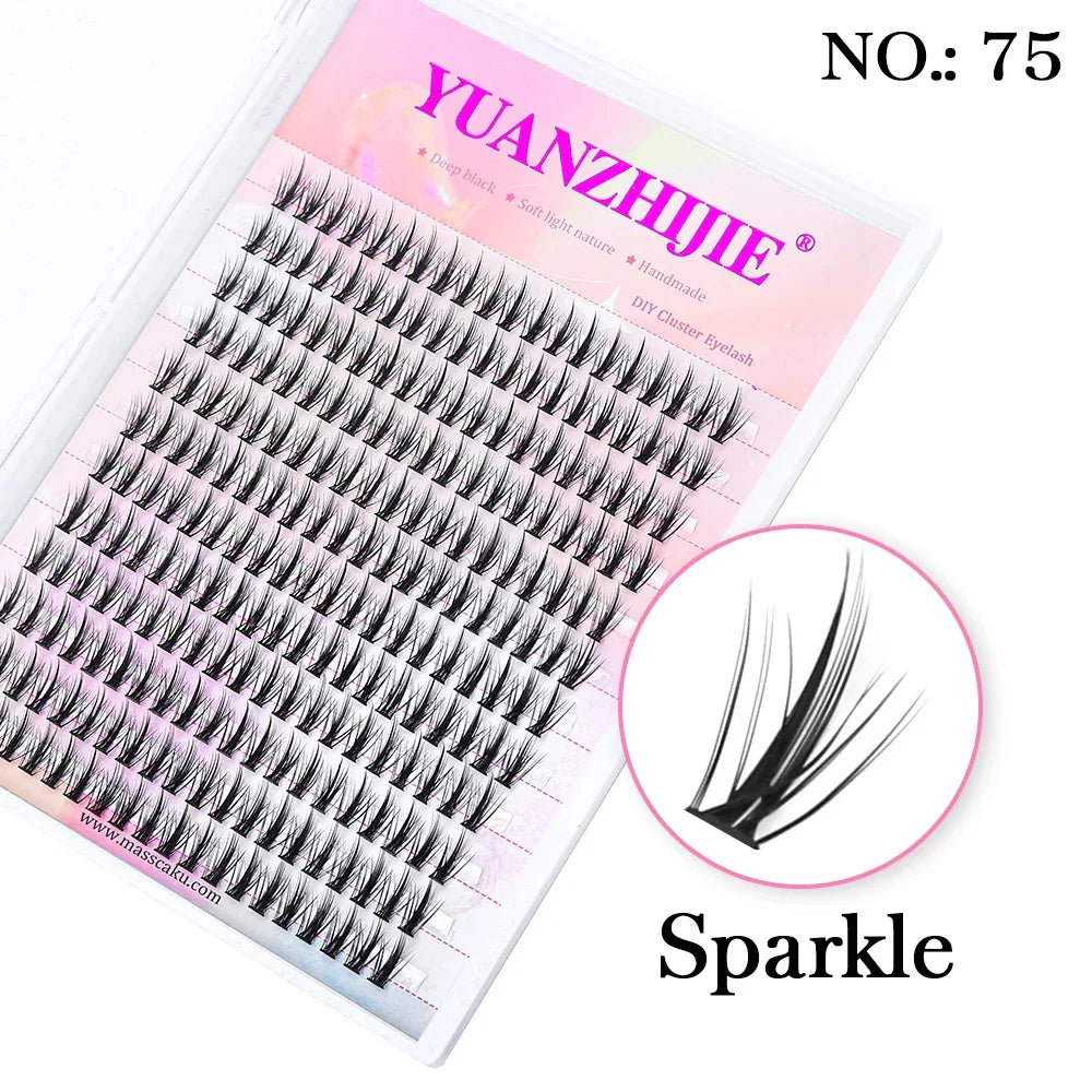 DIY 144 Cluster Lashes YUANZHIJIE free ship Segmented Beam Natural C/D Curl Individual Mink Eyelashes Makeup Supplies at home