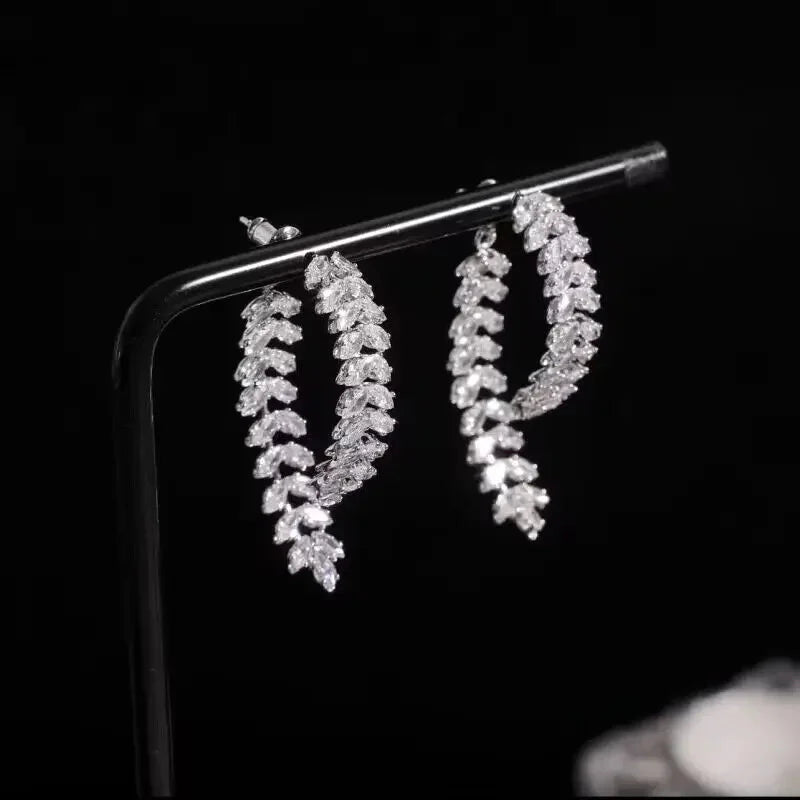 Fashion Luxury Geometric Dangle Drop Earrings for Women Wedding Party Jewelry Accessories Gorgeous Cubic Zirconia Bridal Brincos