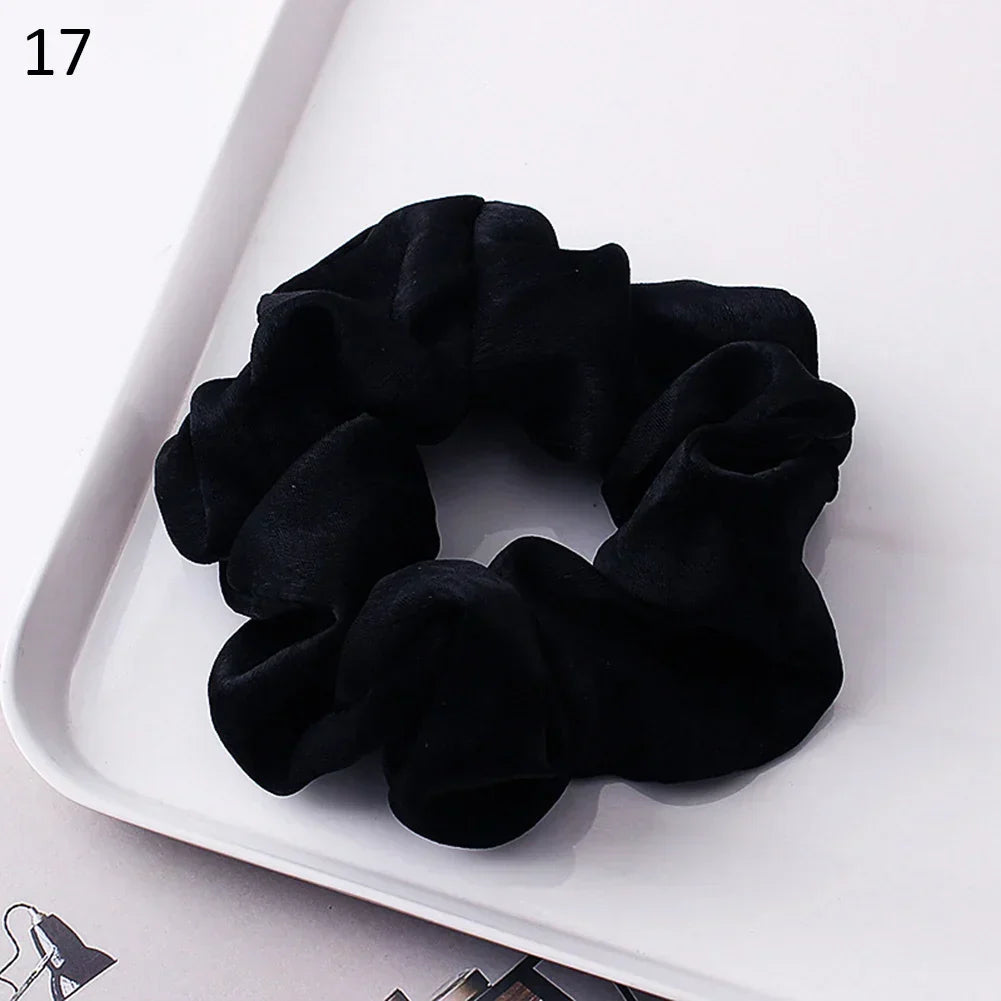 Silk Satin Scrunchies Headband Large Elastic Rubber Hair Band Women Gilr Ponytail Holder Hair Ties Accessories Satin Hair Rope