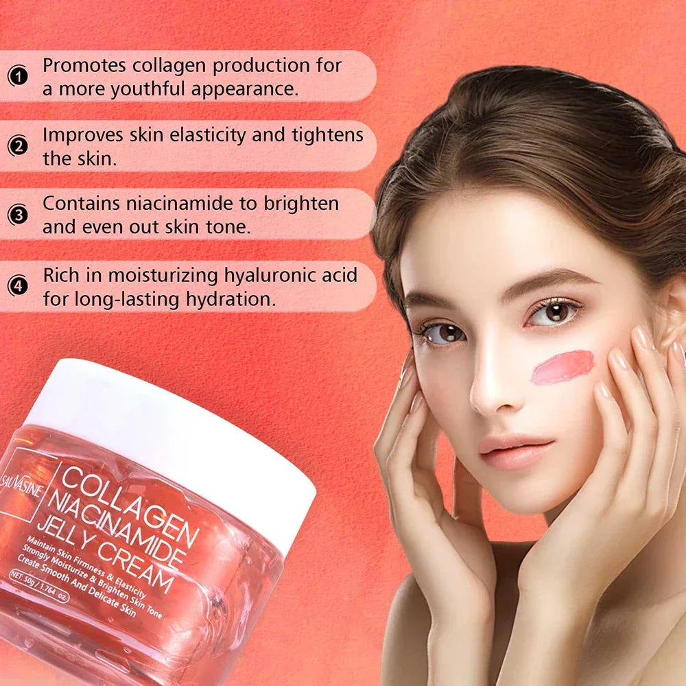 Collagen Jelly Cream Strengthen Skin Barrier 24h Glow & Lifted Moisturize Brighten Skin Niacinamide Hydrolyzed Collagen Gel
