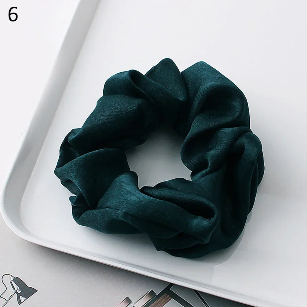 Silk Satin Scrunchies Headband Large Elastic Rubber Hair Band Women Gilr Ponytail Holder Hair Ties Accessories Satin Hair Rope