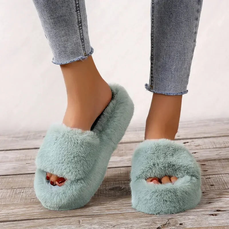 Platform Cozy Plush Slippers