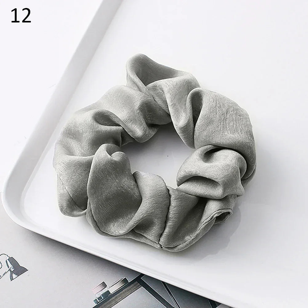 Silk Satin Scrunchies Headband Large Elastic Rubber Hair Band Women Gilr Ponytail Holder Hair Ties Accessories Satin Hair Rope