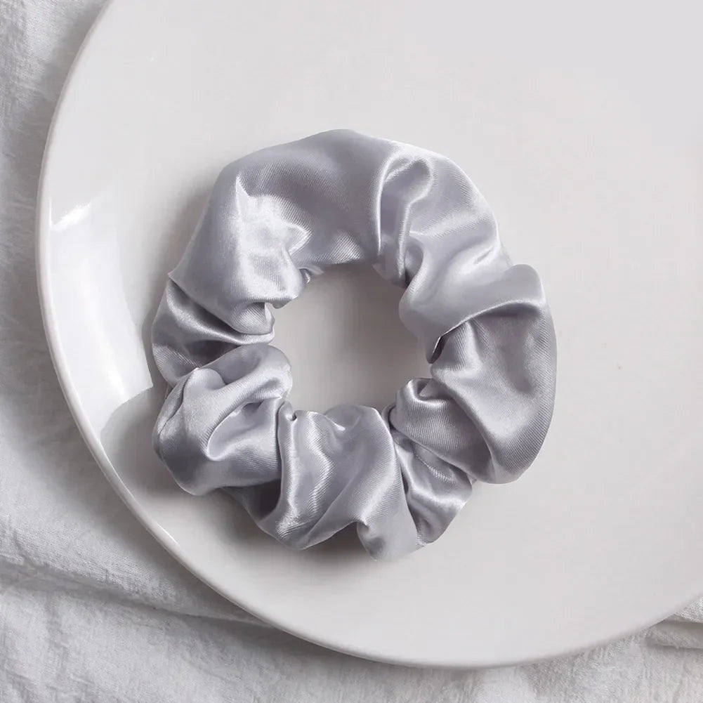 Women Silk Scrunchie Elastic Handmade Multicolor Hair Band Ponytail Holder Headband Hair Accessories 1PC Satin Silk Solid Color