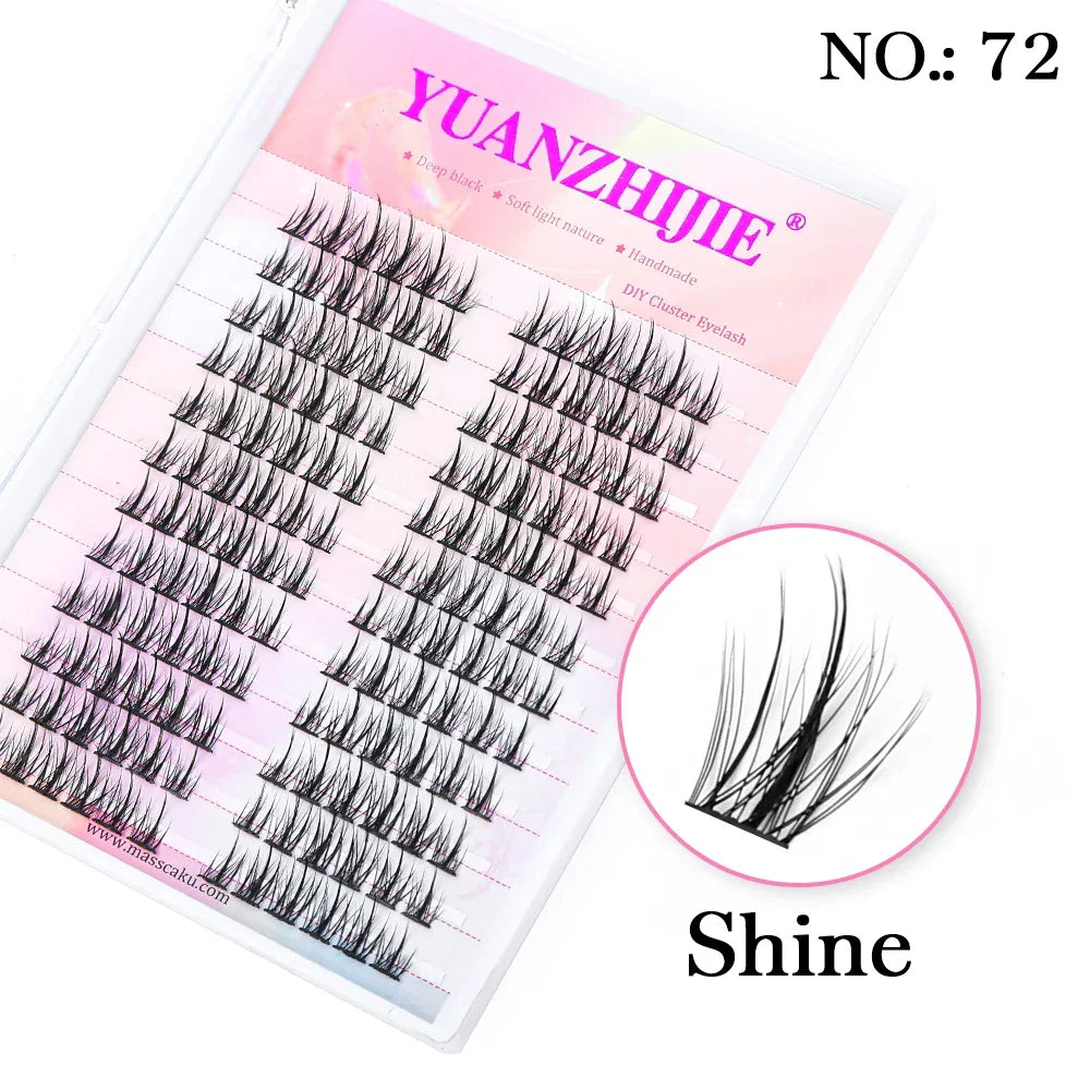 DIY 144 Cluster Lashes YUANZHIJIE free ship Segmented Beam Natural C/D Curl Individual Mink Eyelashes Makeup Supplies at home