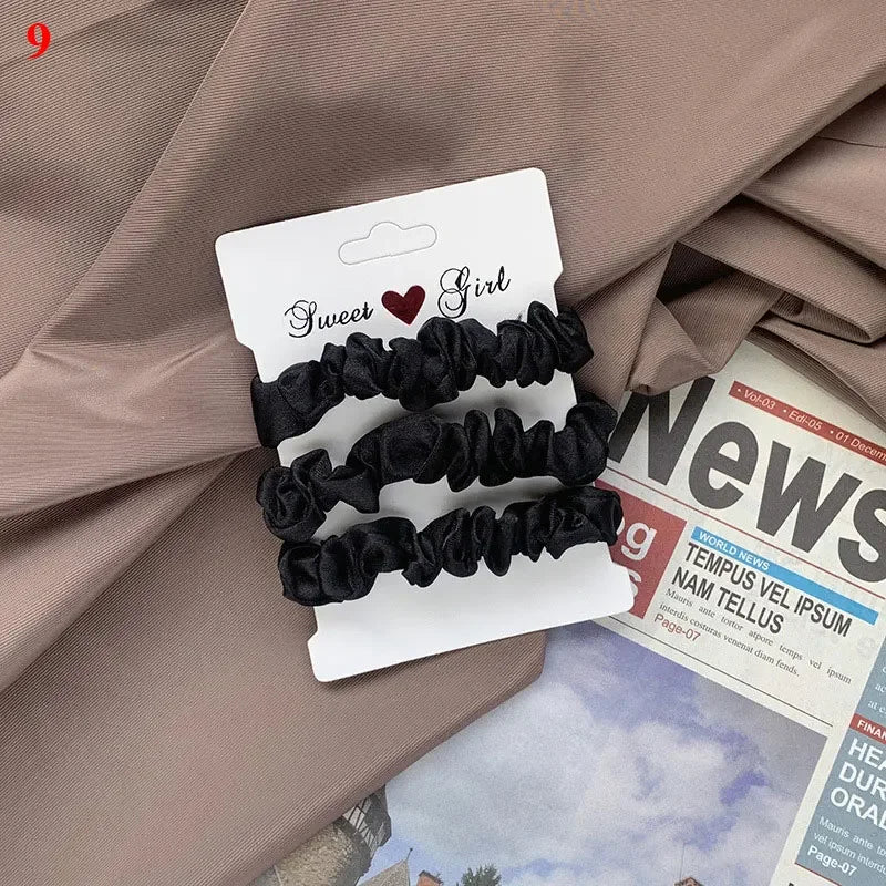 Women Silk Scrunchie Elastic Handmade Multicolor Hair Band Ponytail Holder Headband Hair Accessories 1PC Satin Silk Solid Color