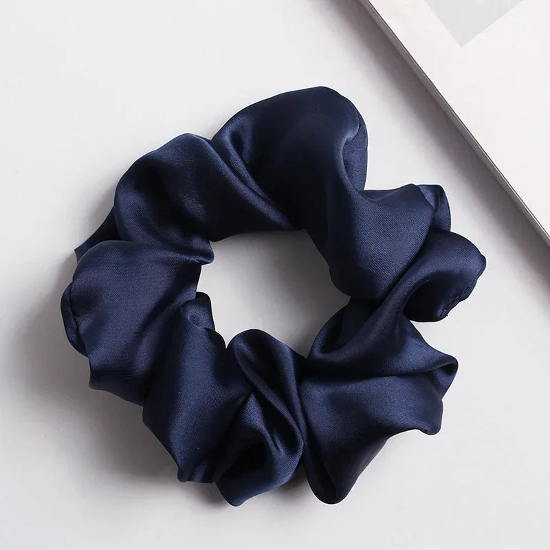 Silk Satin Scrunchies Headband Large Elastic Rubber Hair Band Women Gilr Ponytail Holder Hair Ties Accessories Satin Hair Rope
