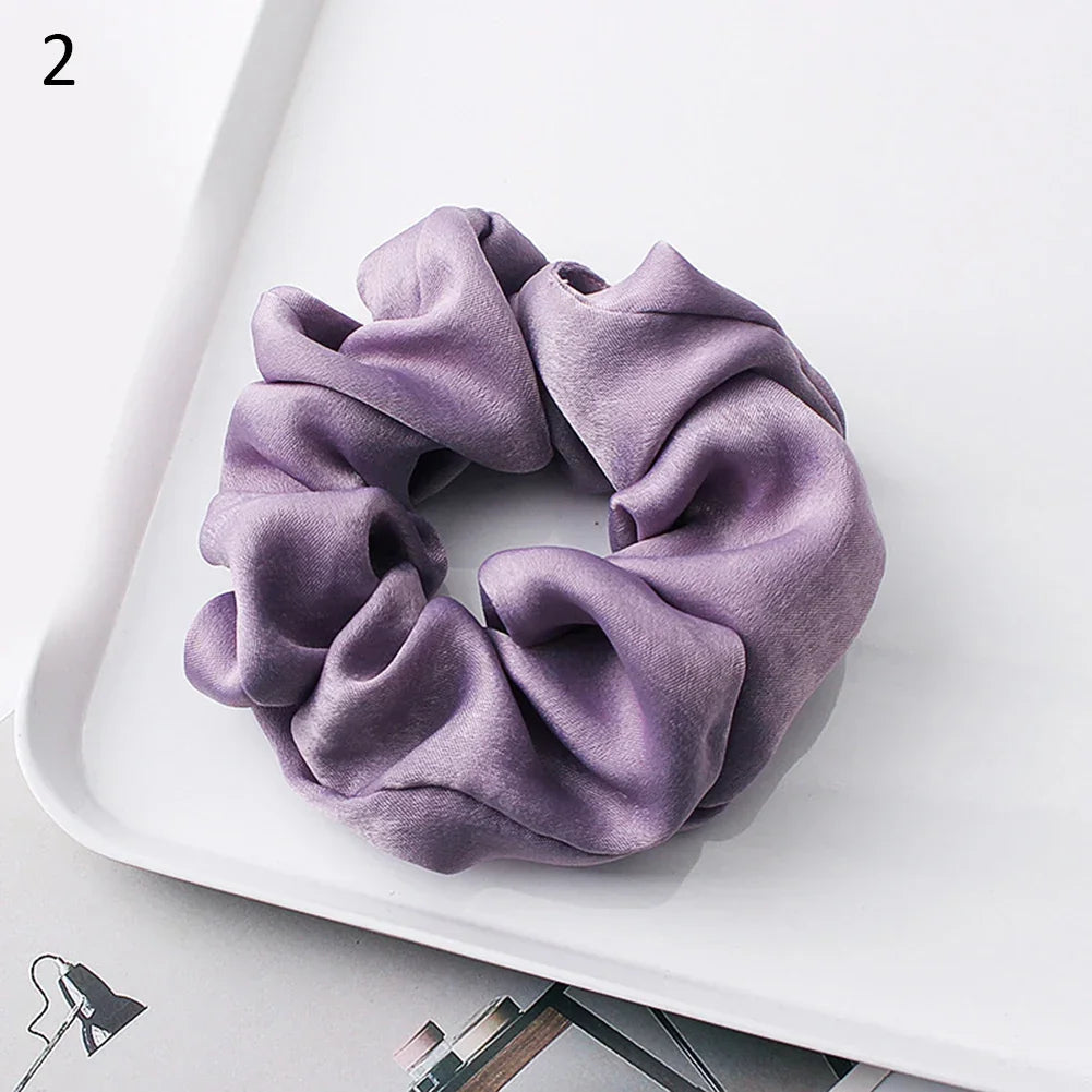 Silk Satin Scrunchies Headband Large Elastic Rubber Hair Band Women Gilr Ponytail Holder Hair Ties Accessories Satin Hair Rope