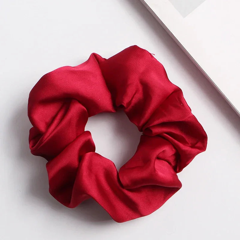 Silk Satin Scrunchies Headband Large Elastic Rubber Hair Band Women Gilr Ponytail Holder Hair Ties Accessories Satin Hair Rope