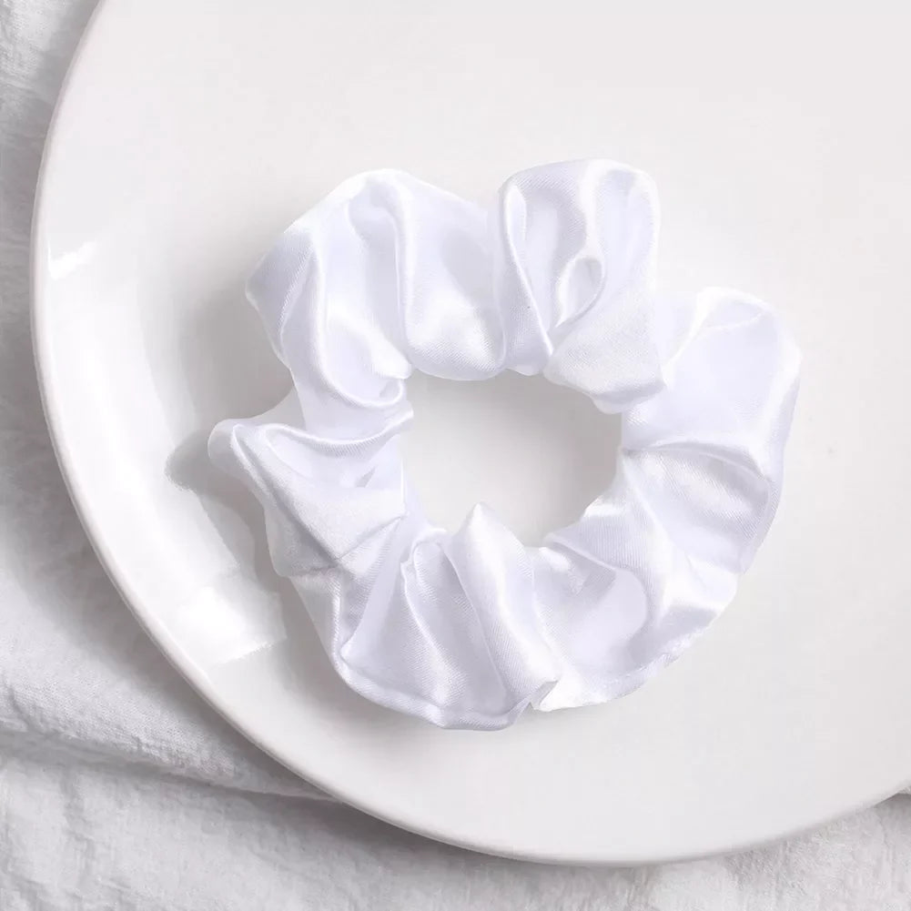 Women Silk Scrunchie Elastic Handmade Multicolor Hair Band Ponytail Holder Headband Hair Accessories 1PC Satin Silk Solid Color
