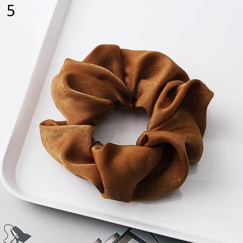 Silk Satin Scrunchies Headband Large Elastic Rubber Hair Band Women Gilr Ponytail Holder Hair Ties Accessories Satin Hair Rope