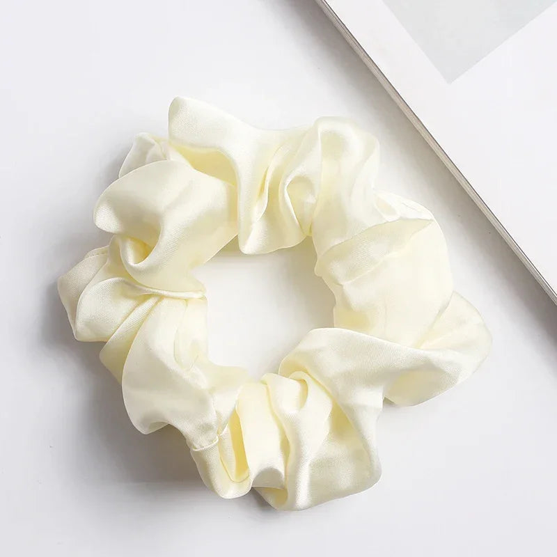Silk Satin Scrunchies Headband Large Elastic Rubber Hair Band Women Gilr Ponytail Holder Hair Ties Accessories Satin Hair Rope