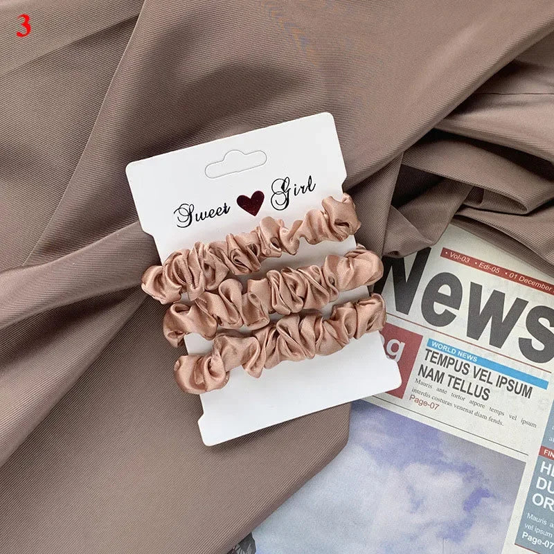 Women Silk Scrunchie Elastic Handmade Multicolor Hair Band Ponytail Holder Headband Hair Accessories 1PC Satin Silk Solid Color
