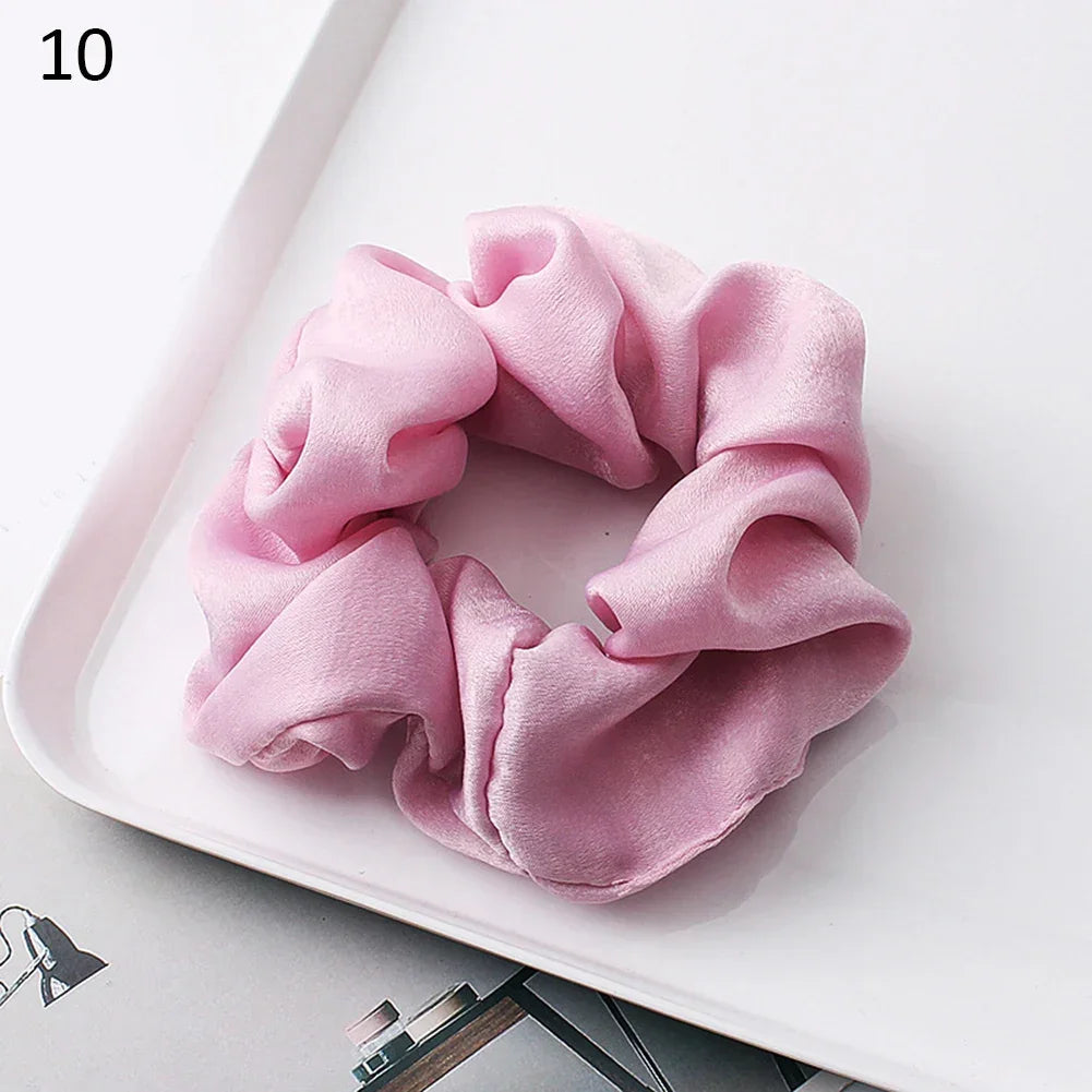 Silk Satin Scrunchies Headband Large Elastic Rubber Hair Band Women Gilr Ponytail Holder Hair Ties Accessories Satin Hair Rope