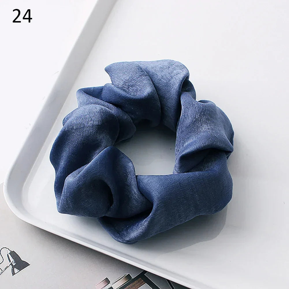 Silk Satin Scrunchies Headband Large Elastic Rubber Hair Band Women Gilr Ponytail Holder Hair Ties Accessories Satin Hair Rope
