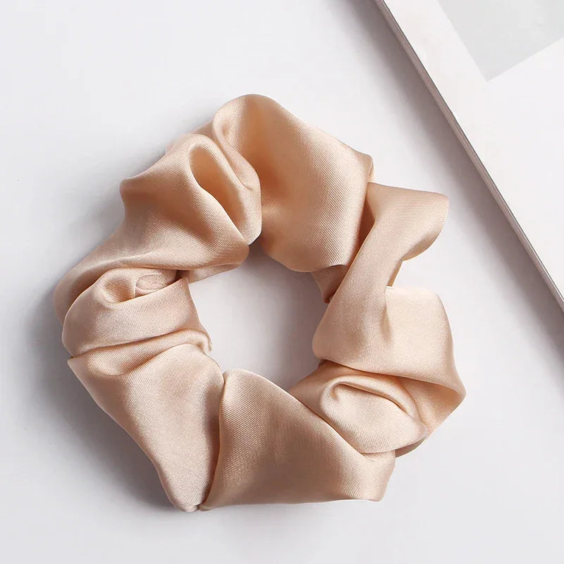 Silk Satin Scrunchies Headband Large Elastic Rubber Hair Band Women Gilr Ponytail Holder Hair Ties Accessories Satin Hair Rope
