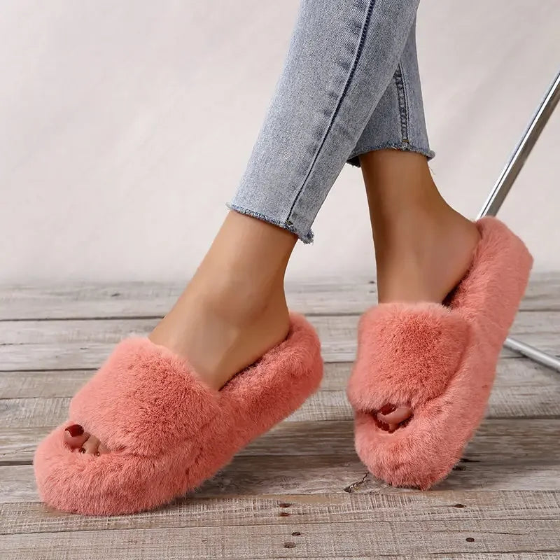 Platform Cozy Plush Slippers