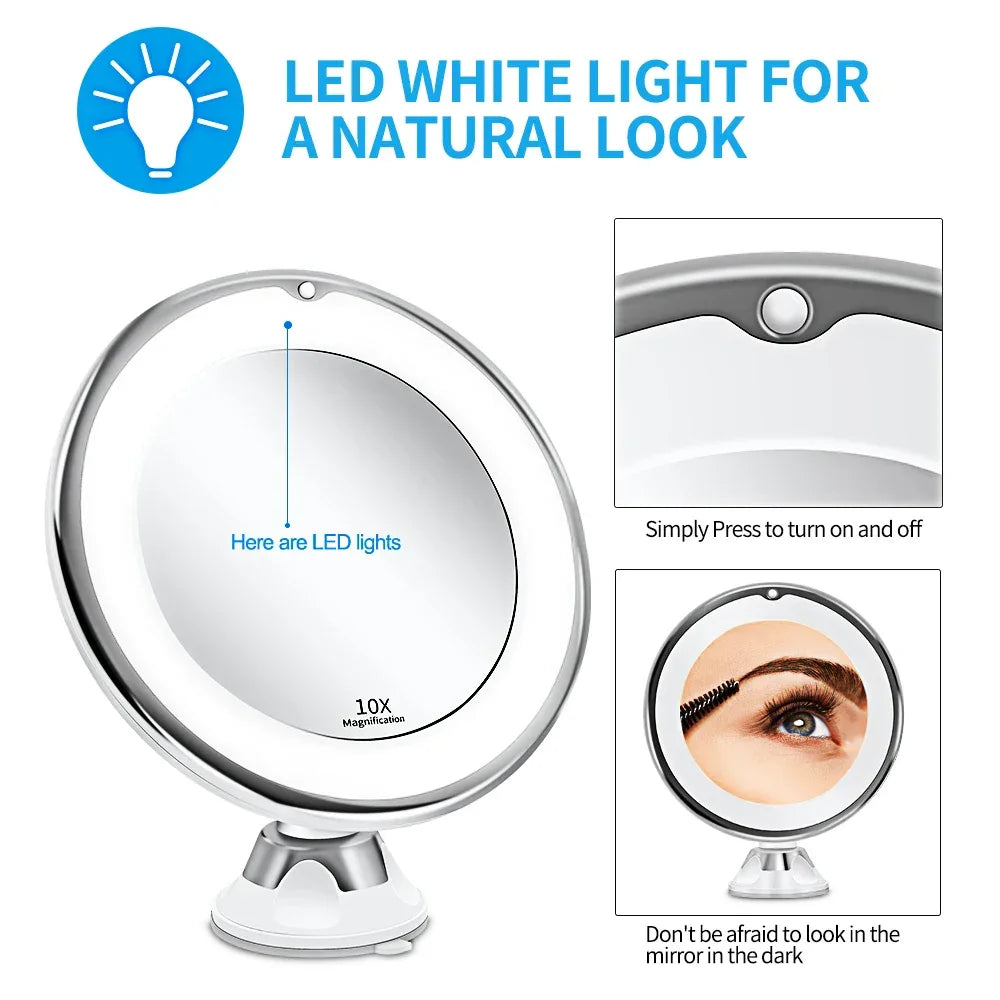 Makeup Vanity Mirror with 10X Lights LED Mirror Makeup Mirror Light Miroir Espelho Eclairage Vanity Light Makeup Storage Box
