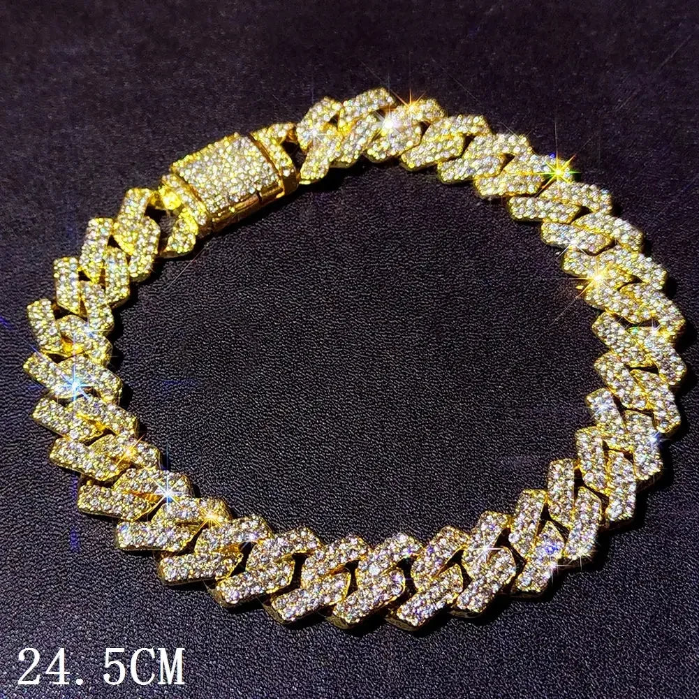 Iced Out Chunky Cuban Chain Anklet Bracelet