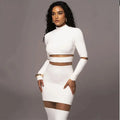 Sexy Lace Hollow Out Dress Women  Elegant Turtleneck Knitting Patchwork Dresses 2023 Autumn Evening Party Long Sleeve Vestido