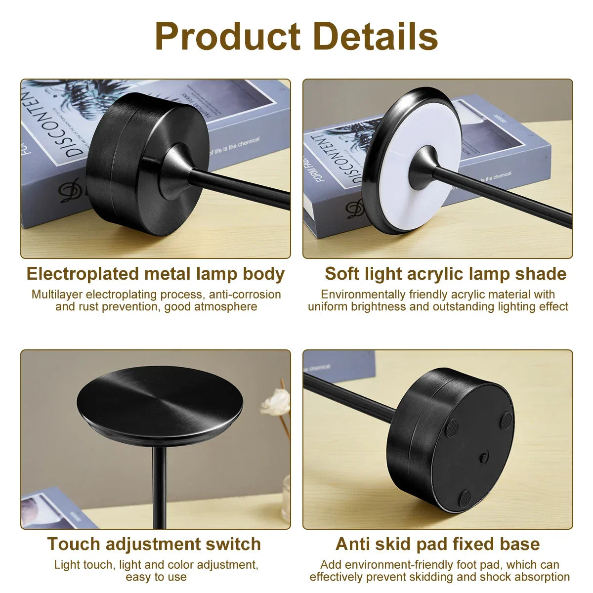 Wireless Table Lamp With Touch Sensor (Rechargeable)