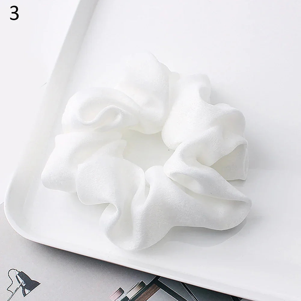 Silk Satin Scrunchies Headband Large Elastic Rubber Hair Band Women Gilr Ponytail Holder Hair Ties Accessories Satin Hair Rope