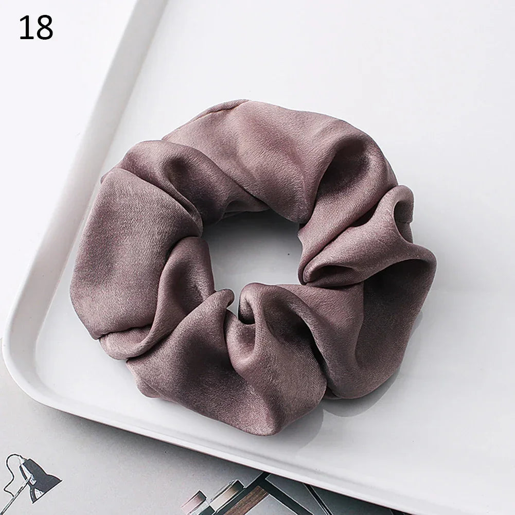 Silk Satin Scrunchies Headband Large Elastic Rubber Hair Band Women Gilr Ponytail Holder Hair Ties Accessories Satin Hair Rope