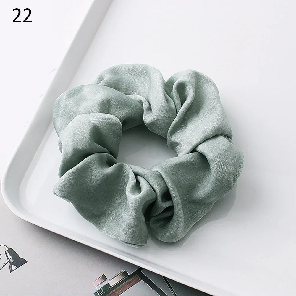 Silk Satin Scrunchies Headband Large Elastic Rubber Hair Band Women Gilr Ponytail Holder Hair Ties Accessories Satin Hair Rope
