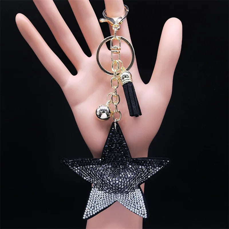 Cute Chihuahua Dog Crystal Keychain Bag Accessories for Women Gold Color Female Keyring Jewelry llaveros para mujer K7326S01
