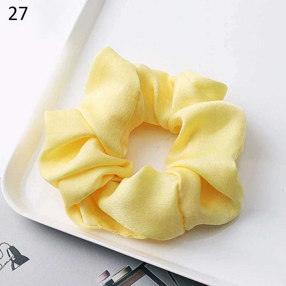 Silk Satin Scrunchies Headband Large Elastic Rubber Hair Band Women Gilr Ponytail Holder Hair Ties Accessories Satin Hair Rope