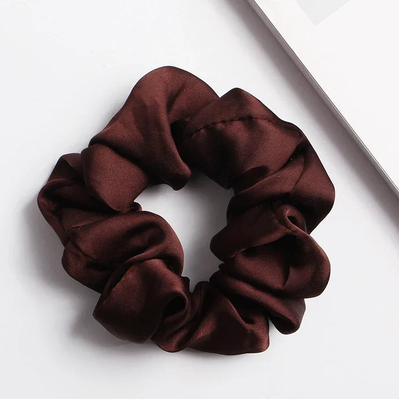 Silk Satin Scrunchies Headband Large Elastic Rubber Hair Band Women Gilr Ponytail Holder Hair Ties Accessories Satin Hair Rope