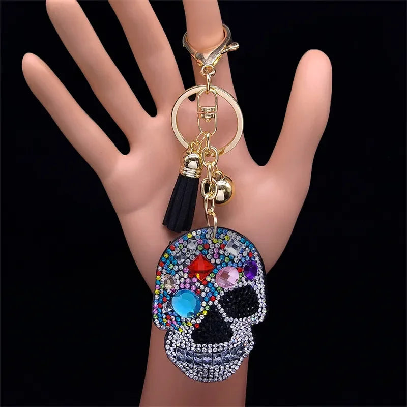Cute Chihuahua Dog Crystal Keychain Bag Accessories for Women Gold Color Female Keyring Jewelry llaveros para mujer K7326S01